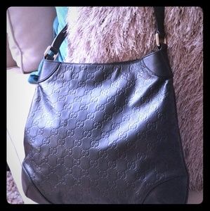Black Leather Hobo Gucci Purse